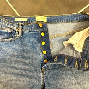 Crop, raw hem high rise jeans